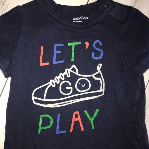 Baby gap let’s go play tshirt stripe long sleeve - Picture 4 of 7
